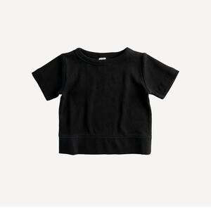 Kate Quinn Black Short Sleeve Crew Neck Tee Shirt Organic Cotton Skinny Rib 5Y